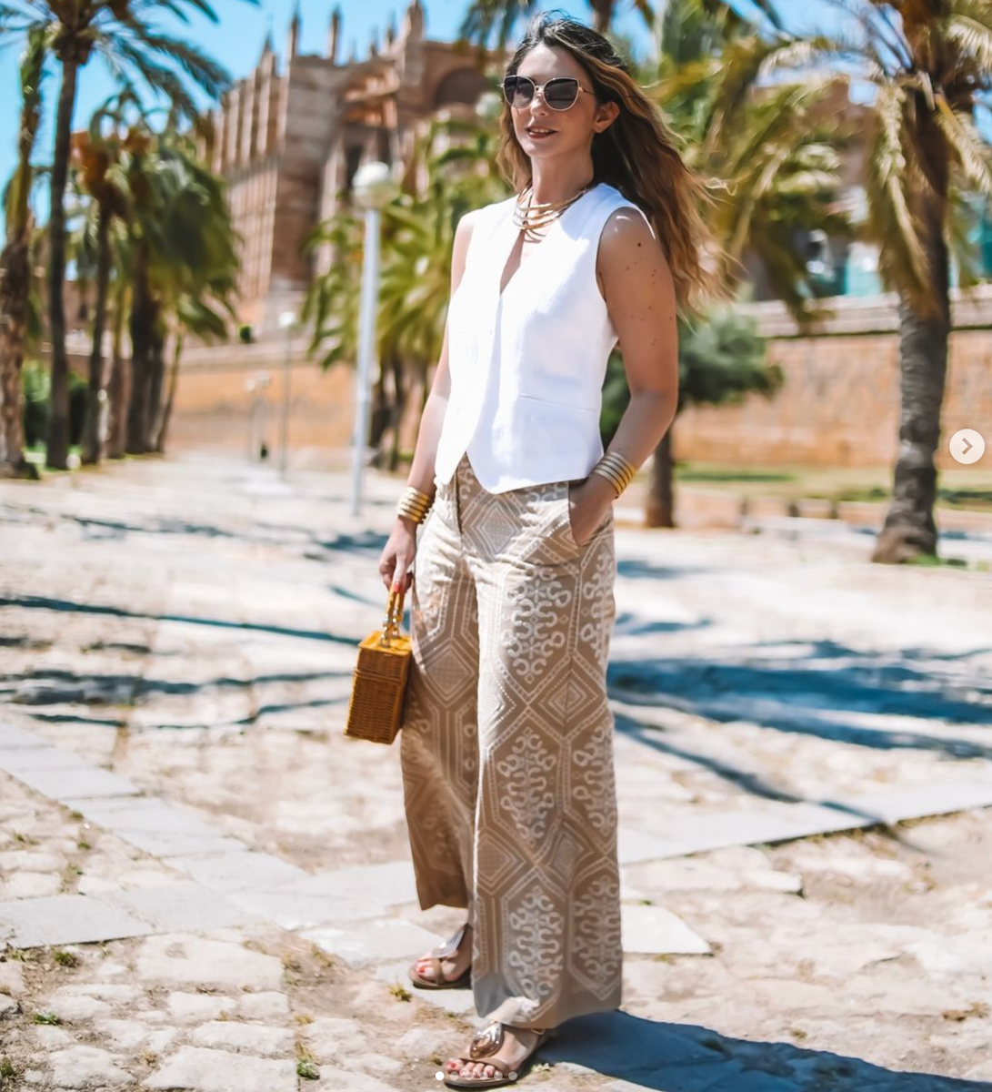 ZARA HIGH-WAIST WIDE LEG EMBROIDERED CULOTTES PANTS TROUSERS