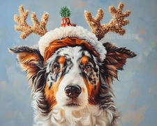 8x10 Matte Print_ Australian Shepherd Christmas Reindeer Costume