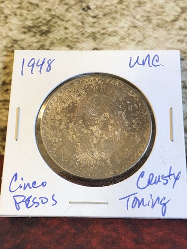 1948 Cinco Pesos Silver Cuauhtemoc