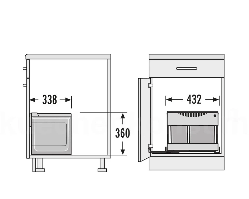 Hailo Abfallsammler TR Swing Einbau Mülleimer Raumspar-Tandem-S-plus 2-fach Müll - Bild 4 von 4