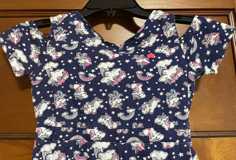 Limited Too Peep Shoulder Unicorn Dress Girls Size Medium 5/6 - Image 2 of 4
