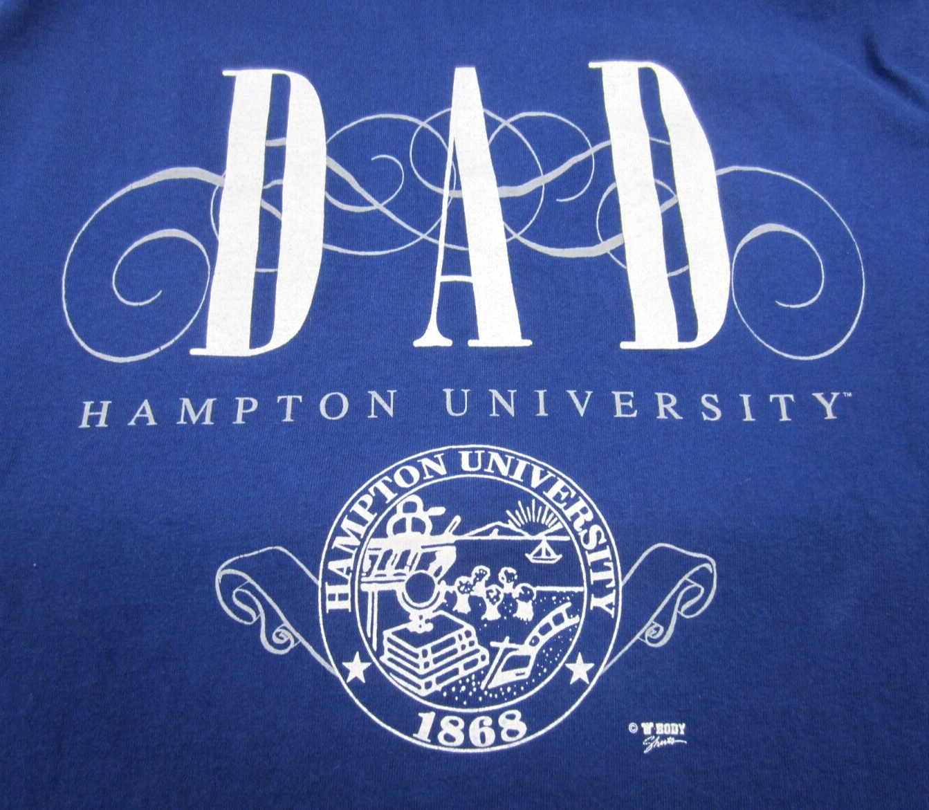 FILA T shirt HBCU Hampton University papà vintage anni 90 punto singolo uomo LRG made in USA