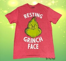 New The Grinch Resting Grinch Face Christmas Red Mens Vintage T-Shirt