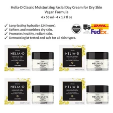 Helia-D Classic Moisturizing Facial Day Cream for Dry Skin, Vegan 50ml x 4