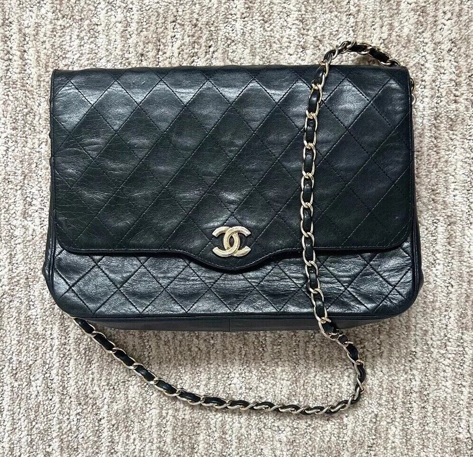 Chanel Lambskin Single Flap Series 0 Vintage Shoulder Bag