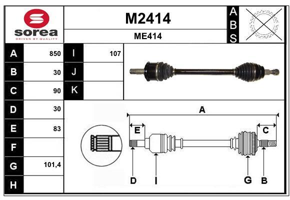 Arbre de transmission de précision SNRA M2414 pour Mercedes Vito Camionnette