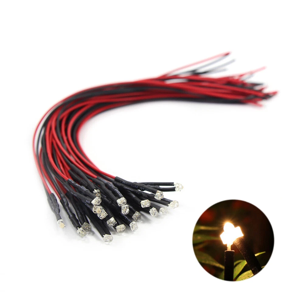 20pcs Pre-wired Resistor 26awg Wire Warm White 1.8mm LED Lamp Light 12V - Image 4 of 4