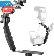 Camera L Bracket Mount Video Grip L-Bracket with Dual Flash Cold Shoe Mount 1/4'