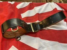 ORIGINAL VINTAGE BLACK LEATHER SAM BROWNE TYPE SWORD BELT MILITARY 
