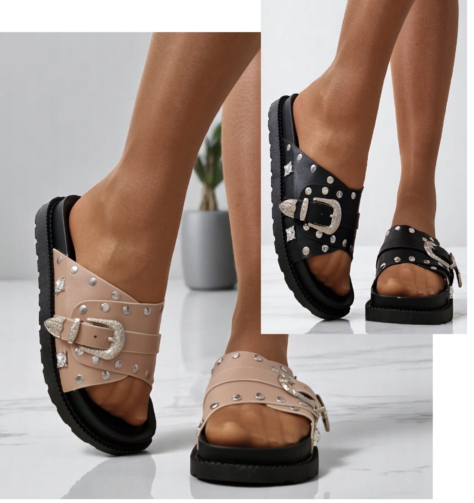 SAOLA SANDALI DONNA SUOLA GROSSA DONNA FLATFORM SLIP ON SLIDERS CIABATTE SCARPE MISURE