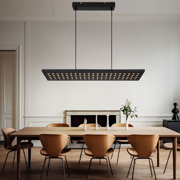 HäNgeleuchte Pendellampe HäNgelampe Led Wohnzimmerleuchte Schwarz Dimmbar L 80Cm-image