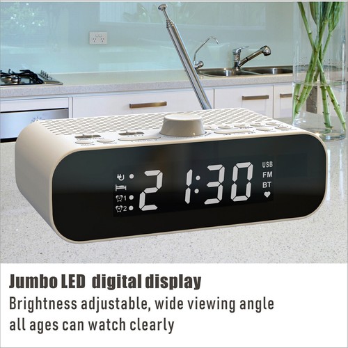 Dual Alarm Clock Radio with Bluetooth Speaker LED Display Bedside FM Clock Radio - Picture 7 of 10