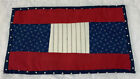 New ListingVintage Quilt Table Topper, Rectangles, Early Calico Prints, Red, Navy, White