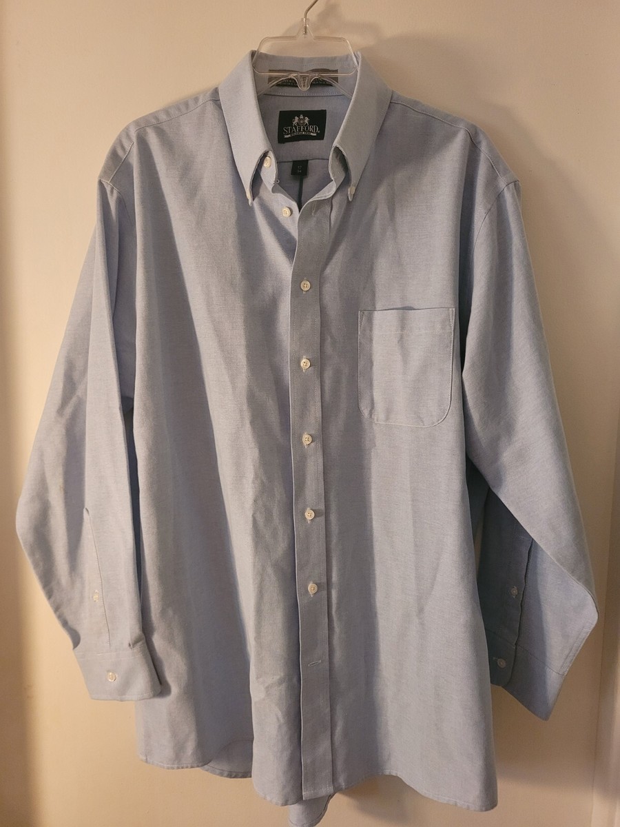 stafford wrinkle free dress shirt Stafford Big and Tall Coolmax All Season Oxford Men's Button Down Collar Long Sleeve Stretch Fabric Wrinkle Free Dress Shirt | White