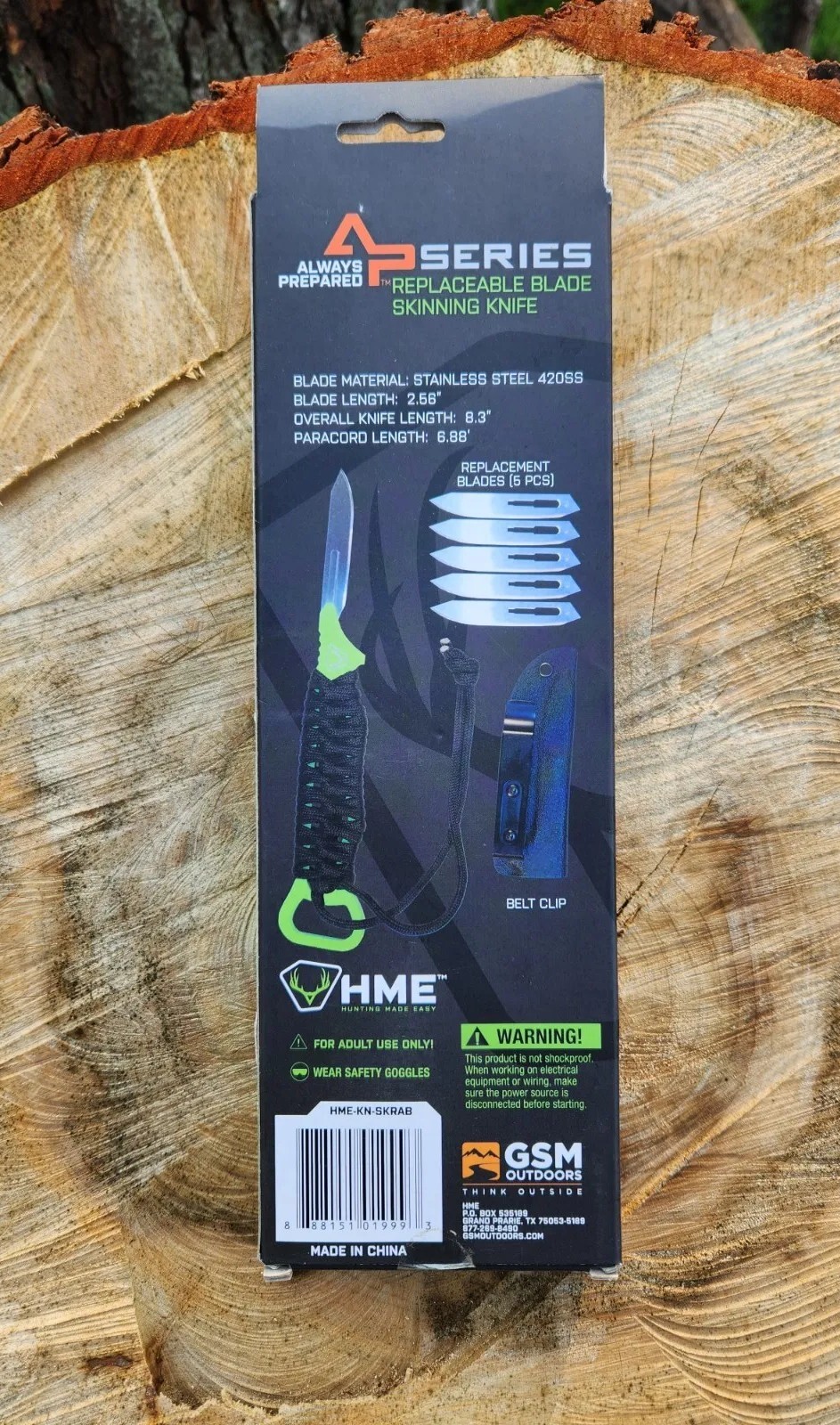 HME Replaceable Blade Razor Skinning Hunting Knife 8.3" and 5 Replacement Blades
