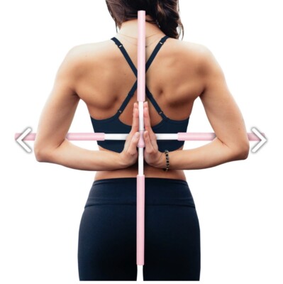 Bility Posture Corrector Yoga Cross Sticks - Compact and Adjustable Stretch Pink
