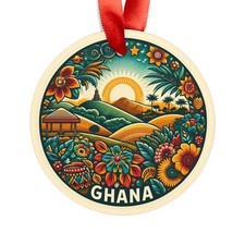Ghana Landscape, African Travel, Round Acrylic Ornament, Personalized Gift