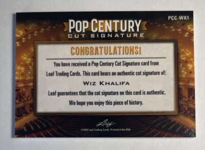 2020 POP CENTURY WIZ KHALIFA AUTO CUT SIGNATURE CARD PCC-WK1 | eBay