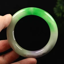 55mm White Lavender Green Jadeite Jade Bracelet Bangle Burma Jade Bangle A-13623