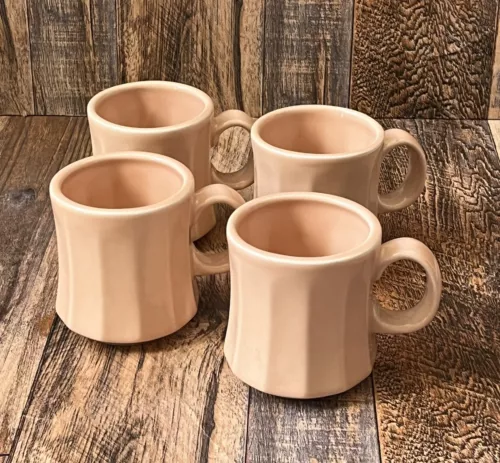 Vintage Apricot Tea Coffee MUGS Mates Homer Laughlin USA  Set Of 4