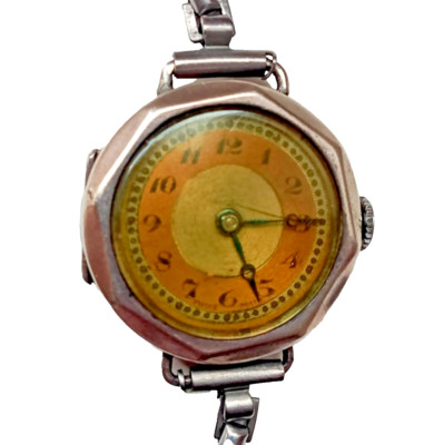 Super Vintage Damen 925 gepunzt Silber Uhr mechanisch funktioniert Montal