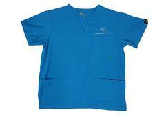Citron Collection Small Light Blue Unisex scrub Uniform Clinic v-neck w/ logo