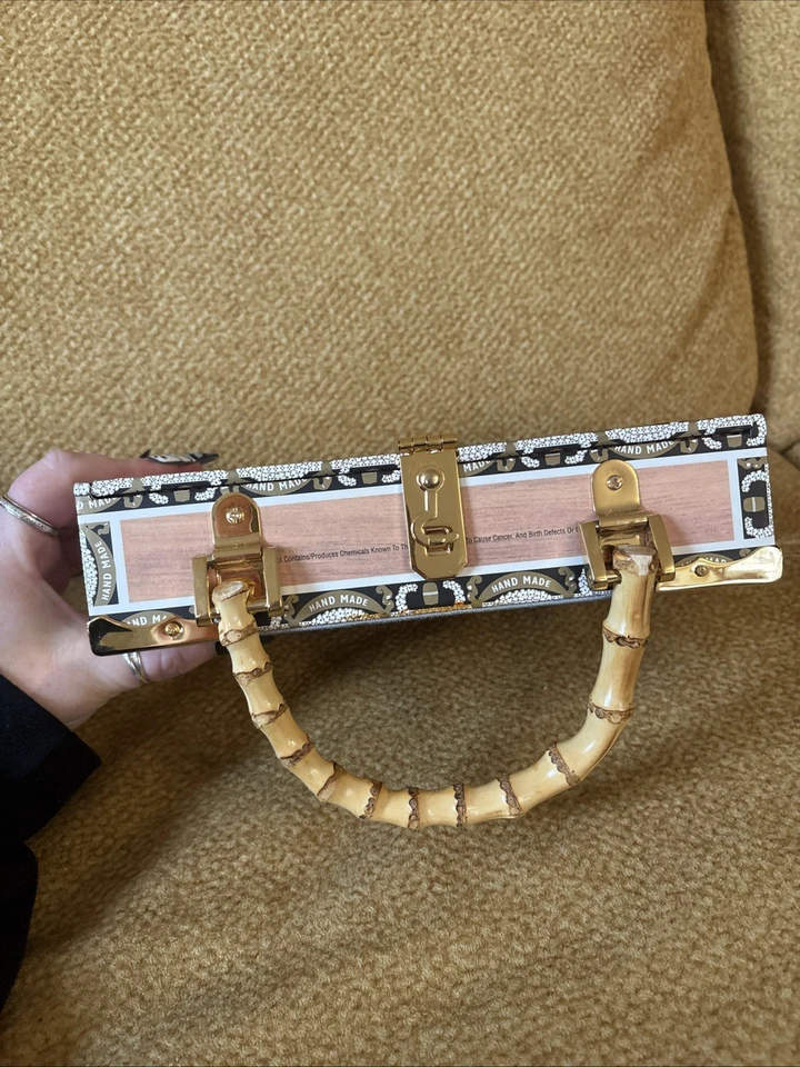 Бамбуковая доминиканская коробка для сигар с бисером пляжная сцена сумочка на память о безделушке, хорошее состояние - Изображение 2 из 4