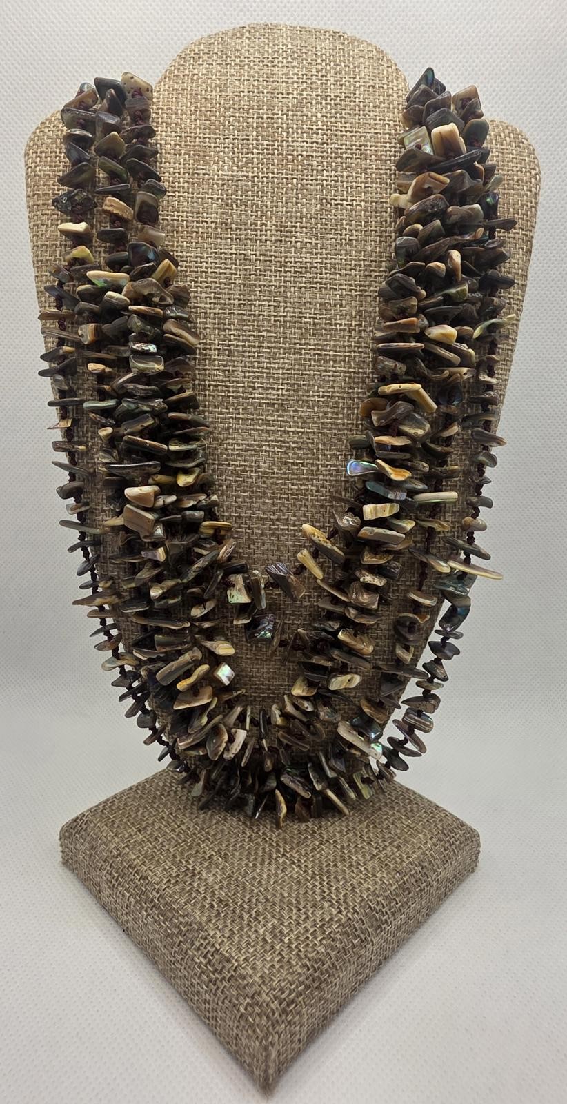 Multi-Strand Abalone Shell Chip Statement Boho Ne… - image 1