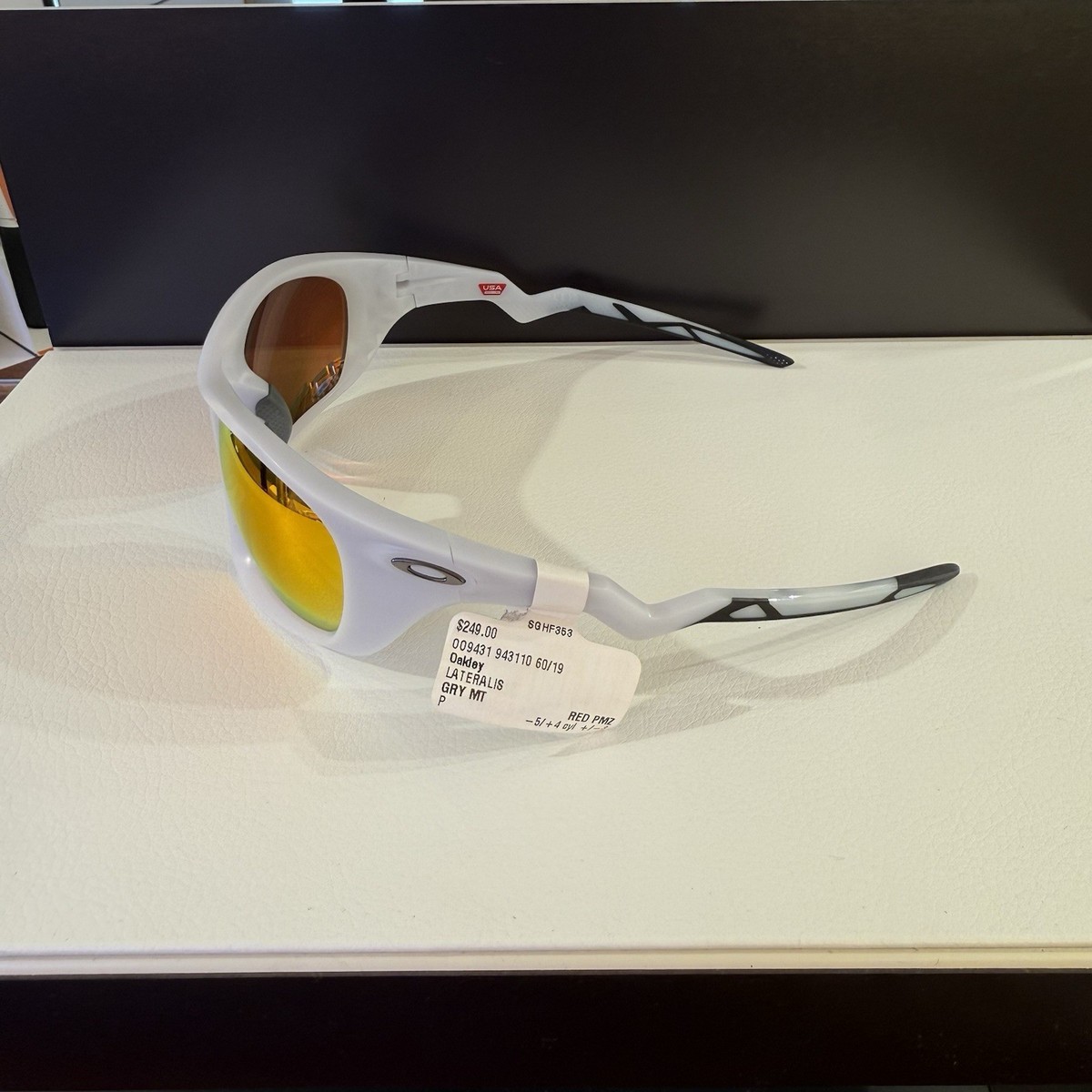 Oakley Lateralis Wrap Sunglasses White Plastic Frame Red Mirrored