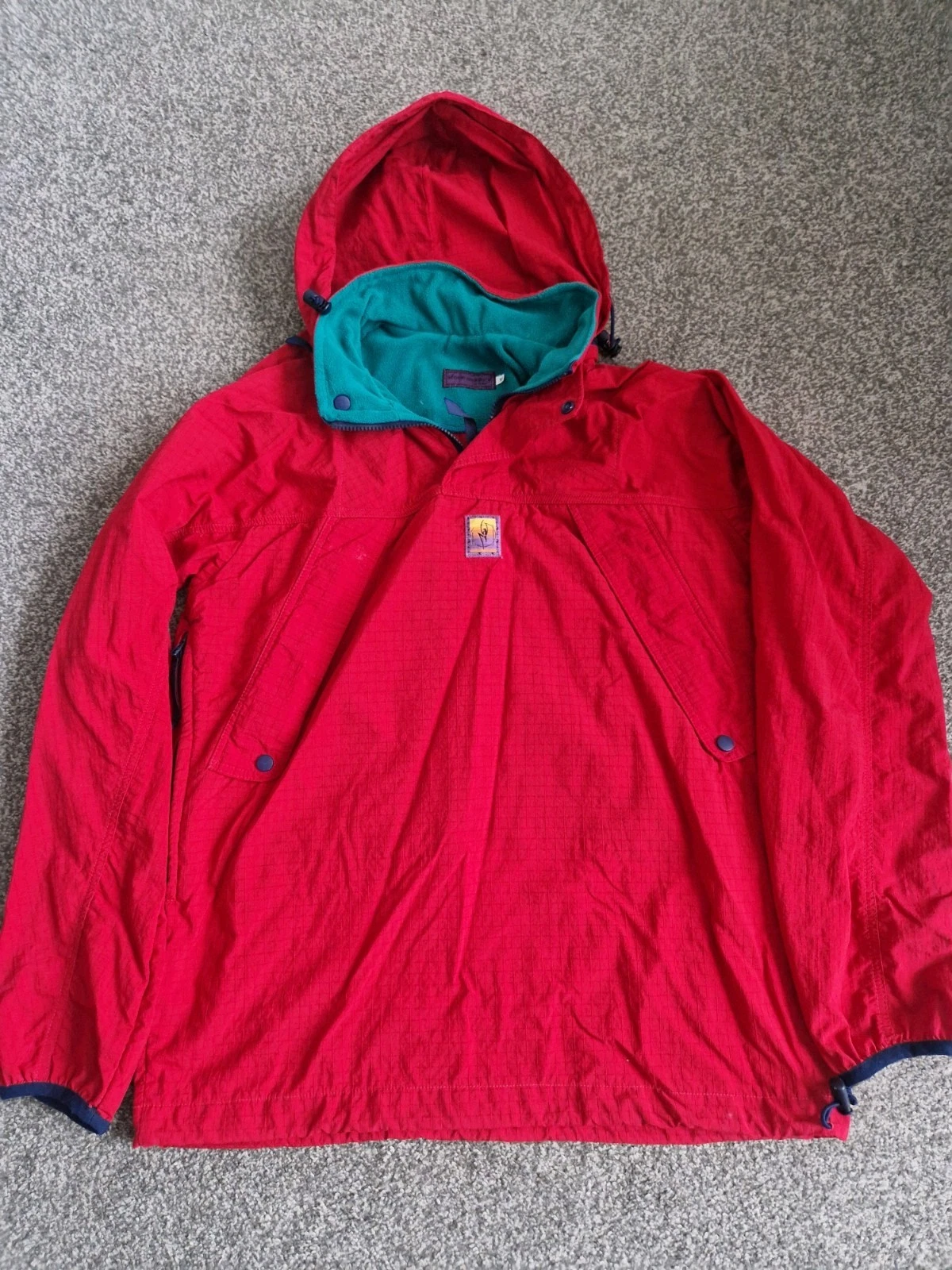 Stone Monkey Mistral Jacket Red Size Medium 1/4 Zip Overhead Vgc Zip Pockets
