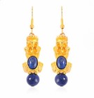 Genuine Blue Lapis 16.25ctw ~ Dragon Ion YG Plated Earrings. Unused  — photo 1