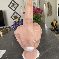 Halloween Funny Bizarre Despise Middle Finger Full Head Latex Mask Costume Props