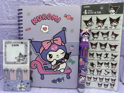 Kuromi A5 Notizbuch & Gelstift Aufkleber Konvolut süß Schreibwaren Memo Set SANRIO