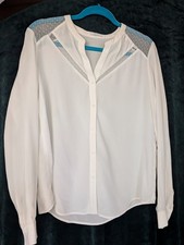 Bluse naturweiß Gr. L dünner Stoff mit Spitze nur 2x getragen