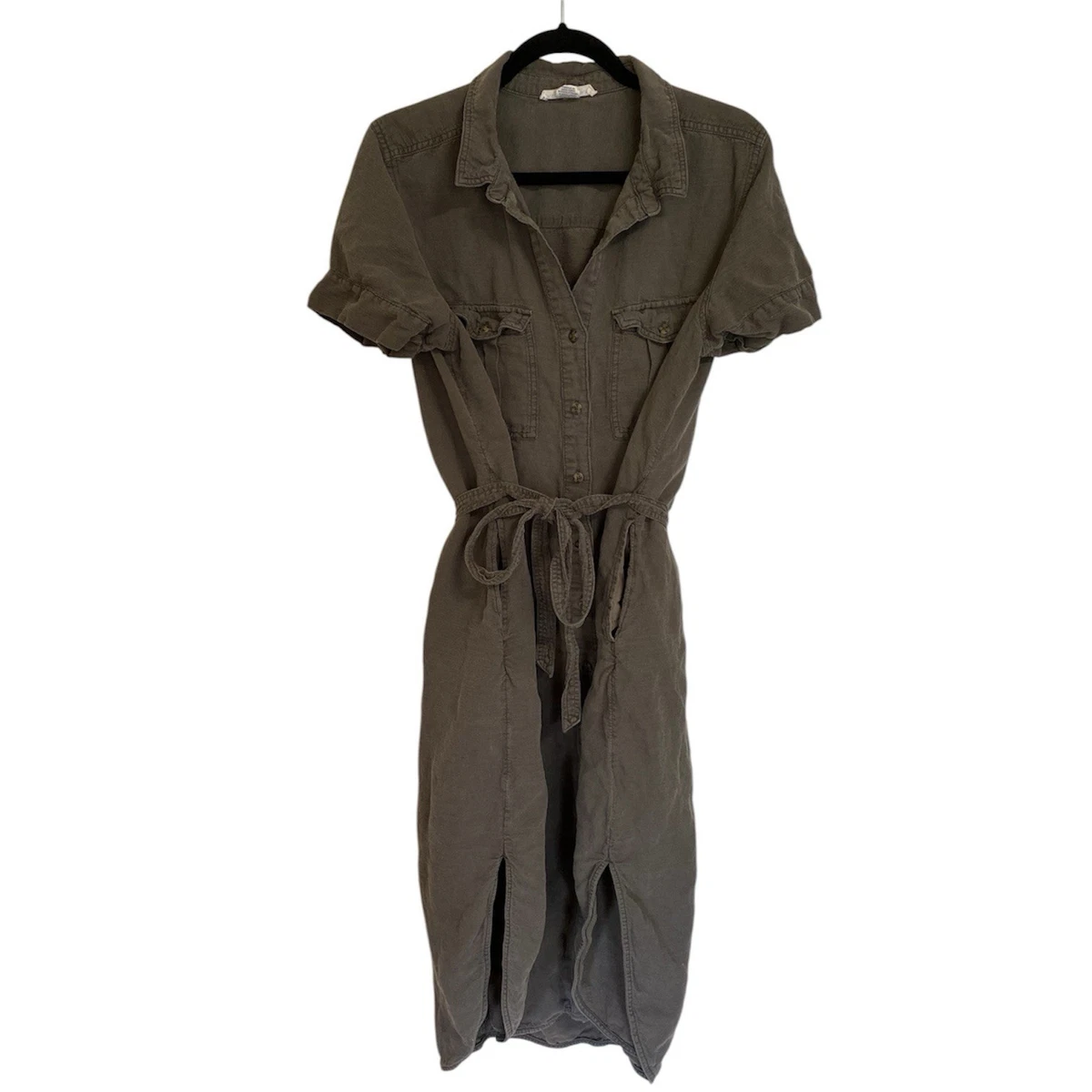 chinese dress ladies Lucky Brand Women's Smocked Dropped Waist MIDI Shirt Dress, Olive Floral, L  (14-16) at Amazon Women's Clothing store