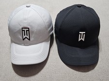 Nike Tiger Woods Golf Hat Black White Legacy 91 Dri Fit M/L Aerobill TW Lot Of 2