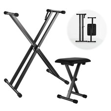 Keyboard Stand and Bench Set Heavy Duty Double-X Keyboard Stand, Adjustable D...