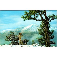 Famous Old Pikes Peak In Winter Vintage Postcard SPL32
