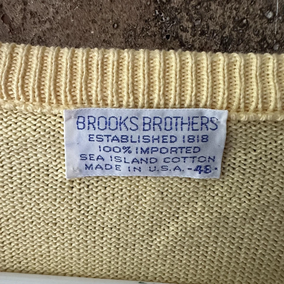 Suéter masculino vintage Brooks Brothers gola 48 V ilha do mar algodão feito nos EUA anos 90 - Imagem 3 de 4