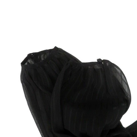 Camicia a righe trasparenti Q-heart blusa stand colletto manica lunga nera M 38 - Immagine 4 di 4