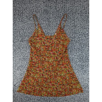 Victoria's Secret Floral Slip Dress Womens Small Orange Yellow Mini 90s Style
