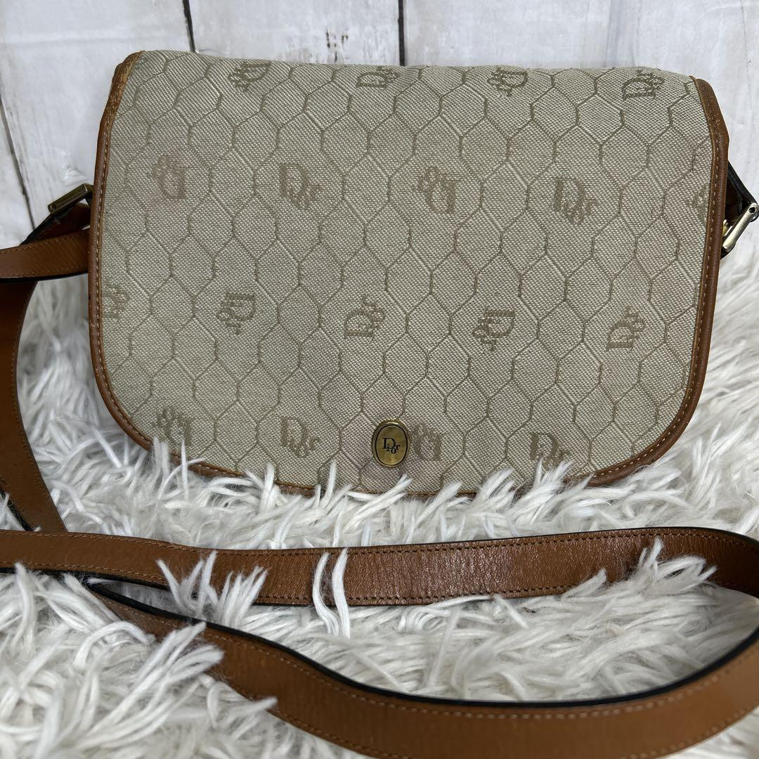 Christian Dior Honeycomb Canvas Leather Shoulder Bag /Used++