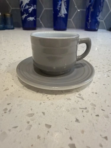 Hazel Atlas Moderntone Little Hostess Gray Grey Child Minature Cup and Saucer