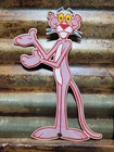 VINTAGE PINK PANTHER PORCELAIN SIGN OLD CARTOON CHARACTER DIECUT 13"