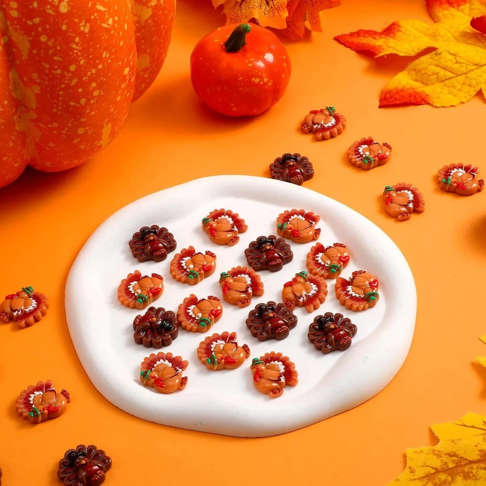 Cinnvoice 60 piezas dijes de pavo kit artesanal de acción de gracias resina pavo... Foto 4 de 4