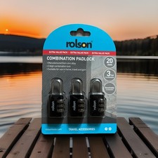 R0LS0N Travel Padlock 3 Combination Digit Keyless Resettable 20mm