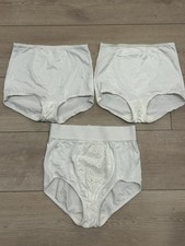 3 VTG Bali Control Top Panties Sz L White Shapewear Granny Girdle 8700 8350
