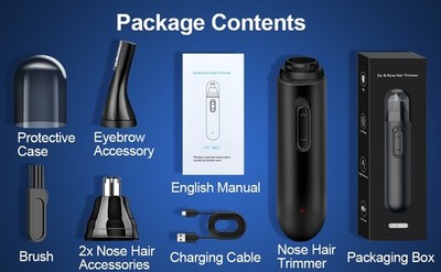 Men and women,Nose hair trimmer, rechargeable via USB, waterproof IPX7, for trim