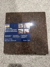 Cork Tiles, Cork Board, 12" x 12", Corkboard, Wall Bulletin Boards, Dark, 4 Pack