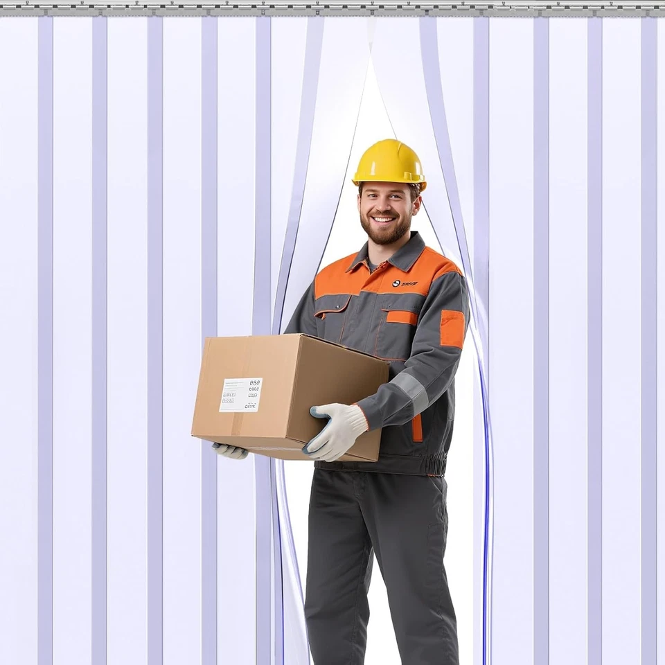 Tiras de PVC transparente para cortina de puerta de plástico 80x36 pulgadas 6 piezas aislante garaje guerra... Foto 3 de 4